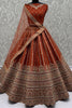 Fantastic Orange Sequins Embroidered Silk Bridal Wear Lehenga Choli