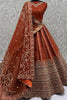 Fantastic Orange Sequins Embroidered Silk Bridal Wear Lehenga Choli