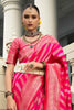 Lovely Pink Zari Weaving Viscose Silk Festival Wear Saree With Blouse