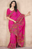 Attractive Rani Pink Zari Weaving Pashmina Silk Festival Wear Saree