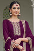 Glamorous Purple Embroidered Georgette Function Wear Palazzo Suit