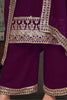 Glamorous Purple Embroidered Georgette Function Wear Palazzo Suit