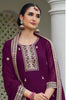 Glamorous Purple Embroidered Georgette Function Wear Palazzo Suit