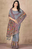 Alluring Grey Hand Work Pashmina Silk Function Wear Saree With Blouse