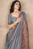 Alluring Grey Hand Work Pashmina Silk Function Wear Saree With Blouse