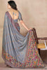 Alluring Grey Hand Work Pashmina Silk Function Wear Saree With Blouse