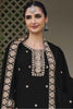 Adorable Black Embroidered Georgette Wedding Wear Palazzo Suit