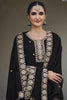 Adorable Black Embroidered Georgette Wedding Wear Palazzo Suit