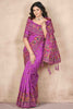 Gorgeous Purple Thread Work Pashmina Silk Wedding Wear Saree