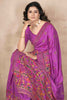 Gorgeous Purple Thread Work Pashmina Silk Wedding Wear Saree