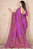 Gorgeous Purple Thread Work Pashmina Silk Wedding Wear Saree