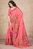 Beautiful Coral Pink Hand Work Pashmina Silk Wedding Wear Saree