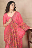 Beautiful Coral Pink Hand Work Pashmina Silk Wedding Wear Saree