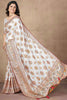 Ravishing White Thread Work Pashmina Silk Event Wear Saree With Blouse