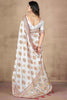 Ravishing White Thread Work Pashmina Silk Event Wear Saree With Blouse