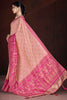 Gorgeous Peach Zari Weaving Banarasi Silk Traditional Saree With Blouse