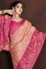 Gorgeous Peach Zari Weaving Banarasi Silk Traditional Saree With Blouse