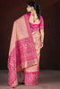 Gorgeous Peach Zari Weaving Banarasi Silk Traditional Saree With Blouse