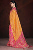 Lovely Orange Zari Weaving Banarasi Silk Event Wear Saree With Blouse