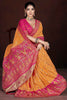 Lovely Orange Zari Weaving Banarasi Silk Event Wear Saree With Blouse