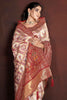 Adorable Maroon Hand Work Motif Banarasi Silk Wedding Wear Saree