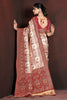 Adorable Maroon Hand Work Motif Banarasi Silk Wedding Wear Saree