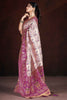 Lovable Purple Hand Work Motif Banarasi Silk Function Wear Saree