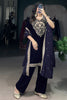 Aesthetic Navy Blue Sequins Velvet Event Wear Pant Suit With Dupatta