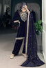 Aesthetic Navy Blue Sequins Velvet Event Wear Pant Suit With Dupatta