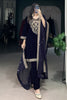 Aesthetic Navy Blue Sequins Velvet Event Wear Pant Suit With Dupatta