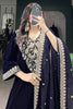 Aesthetic Navy Blue Sequins Velvet Event Wear Pant Suit With Dupatta