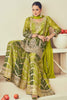 Wonderful Green Embroidered Chinon Mehendi Wear Sharara Suit