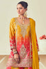 Incredible Yellow Bandhani Print Chinon Wedding Wear Sharara Suit