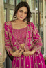 Alluring Pink Embroidered Chinon Wedding Lehenga Choli With Koti