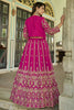 Alluring Pink Embroidered Chinon Wedding Lehenga Choli With Koti