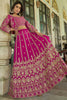 Alluring Pink Embroidered Chinon Wedding Lehenga Choli With Koti