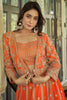 Attractive Orange Embroidered Chinon Wedding Lehenga Choli With Koti