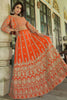 Attractive Orange Embroidered Chinon Wedding Lehenga Choli With Koti