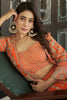 Attractive Orange Embroidered Chinon Wedding Lehenga Choli With Koti