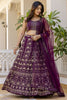 Dazzling Purple Sequins Georgette Party Wear Lehenga Choli With Dupatta