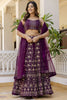 Dazzling Purple Sequins Georgette Party Wear Lehenga Choli With Dupatta