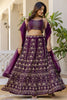 Dazzling Purple Sequins Georgette Party Wear Lehenga Choli With Dupatta