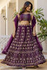 Dazzling Purple Sequins Georgette Party Wear Lehenga Choli With Dupatta