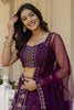 Dazzling Purple Sequins Georgette Party Wear Lehenga Choli With Dupatta