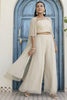 Magnetic Off-White Georgette Party Wear Palazzo Top With Shrug