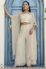 Magnetic Off-White Georgette Party Wear Palazzo Top With Shrug