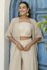 Magnetic Off-White Georgette Party Wear Palazzo Top With Shrug
