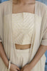 Magnetic Off-White Georgette Party Wear Palazzo Top With Shrug