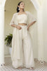 Magnetic Off-White Georgette Party Wear Palazzo Top With Shrug