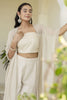 Magnetic Off-White Georgette Party Wear Palazzo Top With Shrug